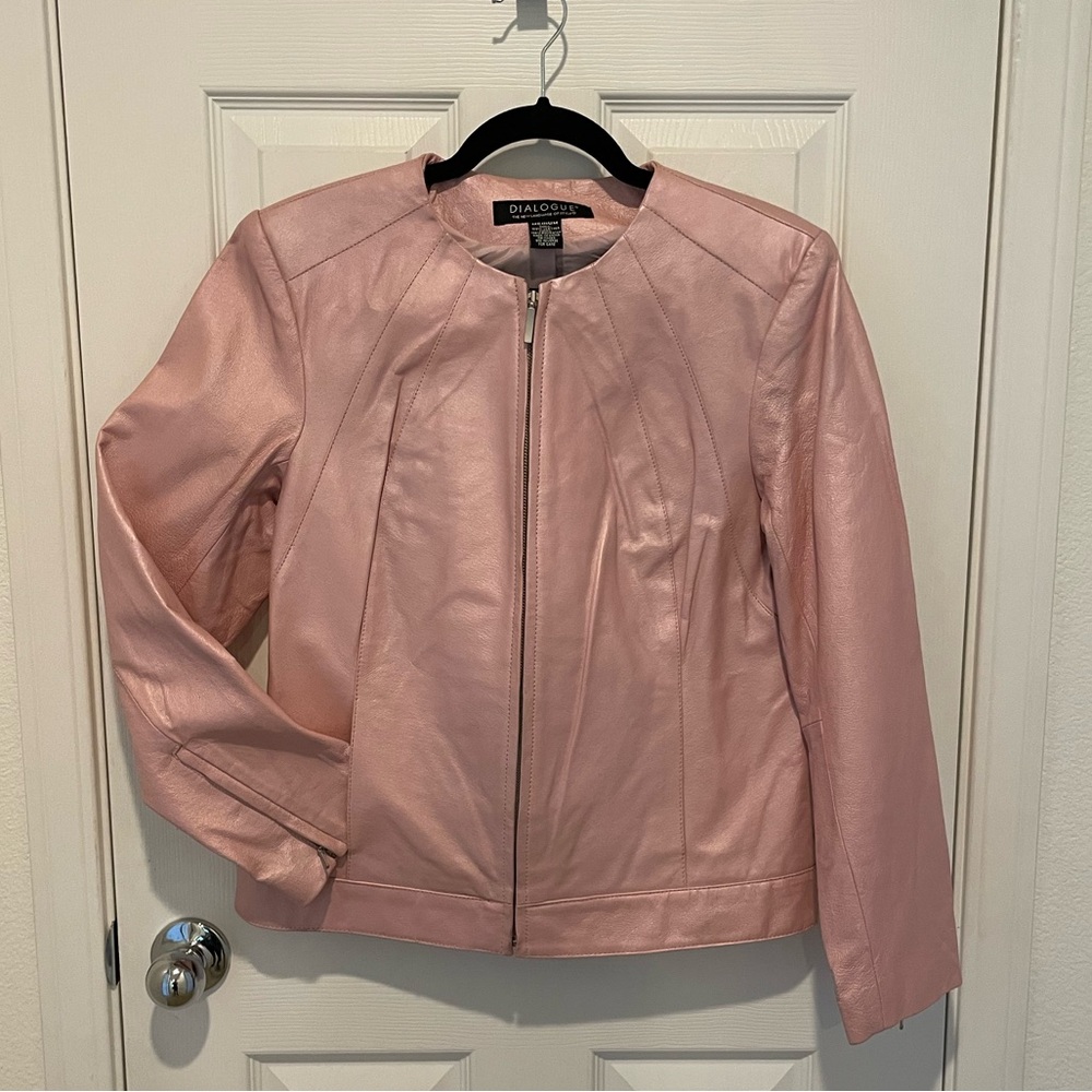 Dialogue Pink Leather Jacket - Picture 6 of 13